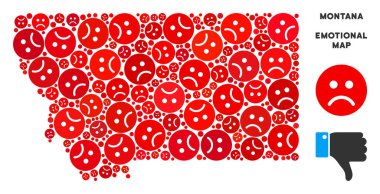 Üzgün Emojis vektör kriz Montana Eyaleti harita kolaj