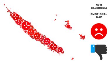 Üzgün Emojis kolaj vektör duygusal Yeni Kaledonya Adaları Haritası