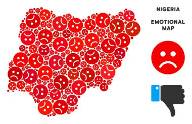 Vektör Dolor Nijerya harita mozaik üzücü Emojis