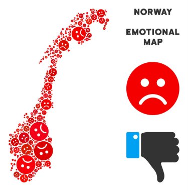 Vektör duygusal Norveç harita mozaik üzücü Emojis