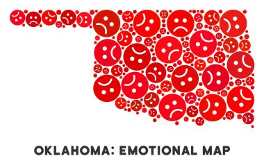 Üzgün Emojis vektör kriz Oklahoma eyalet harita kolaj