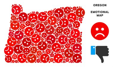 Vektör kriz Oregon State harita kompozisyon üzgün suratlar