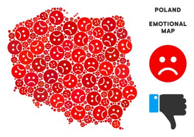 Vektör üzüntü Polonya harita kolaj üzgün Emojis