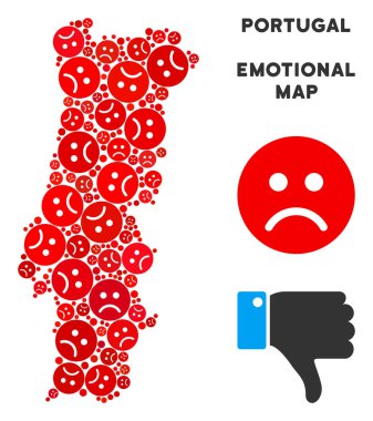 Vektör kriz Portekiz harita kompozisyon üzgün Emojis