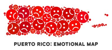 Vektör duygu Porto Riko Haritası kolaj üzgün Emojis