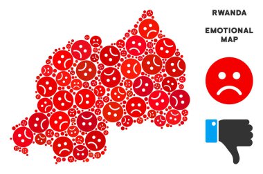 Vektör duygusal Ruanda harita mozaik üzücü Emojis