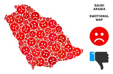 Vektör kriz Suudi Arabistan harita mozaik üzücü Emojis
