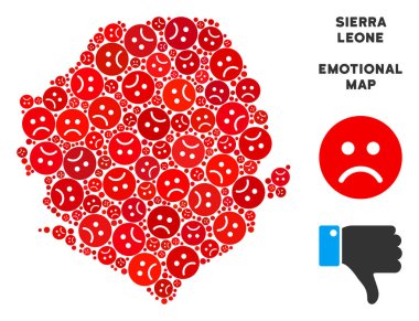Vektör üzüntü Sierra Leone harita mozaik üzücü Emojis