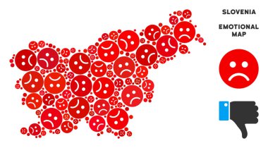 Vektör duygu Slovenya harita kompozisyon üzgün Emojis