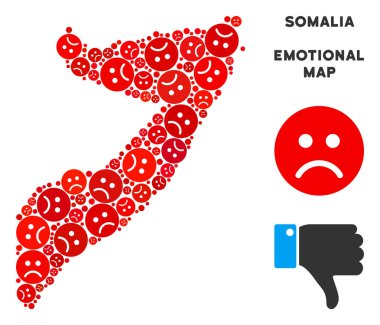 Vektör üzüntü Somali harita kompozisyon üzgün Emojis