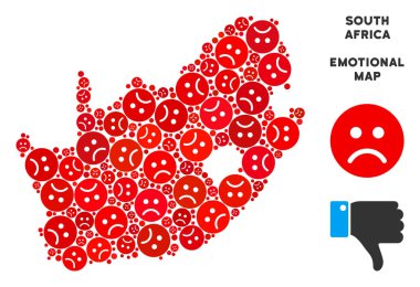 Vektör kriz Güney Afrika Cumhuriyeti harita kolaj üzgün suratlar