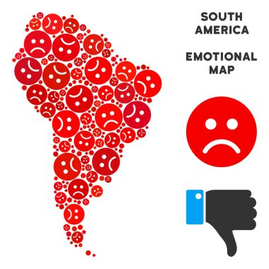 Üzgün Emojis vektör zavallı Güney Amerika harita kolaj