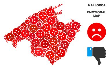 Üzgün Emojis vektör üzüntü İspanya Mallorca ada harita mozaiği