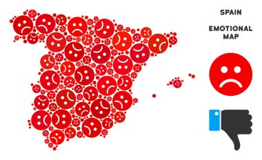 Vektör üzüntü İspanya harita kompozisyon üzgün Emojis