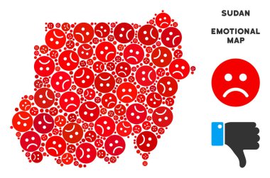 Vektör üzüntü Sudan harita kolaj üzgün suratlar