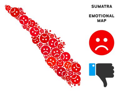 Üzgün Emojis vektör üzüntü Sumatra Adası harita mozaiği