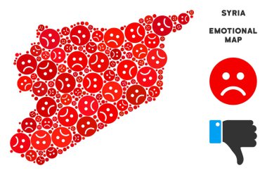 Vektör duygusal Suriye harita mozaik üzücü Emojis
