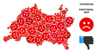 Vektör üzüntü Tataristan harita mozaik üzgün suratlar