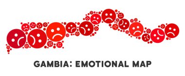 Vektör zavallı üzgün Emojis Gambiya Haritası bileşimi