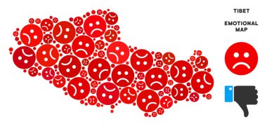 Üzgün Emojis vektör zavallı Tibet Çin bölgesi harita kompozisyon