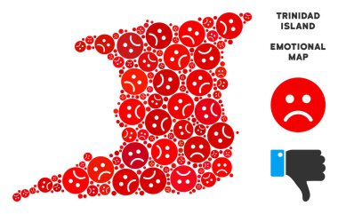 Üzgün Emojis vektör kriz Trinidad ada harita bileşimi