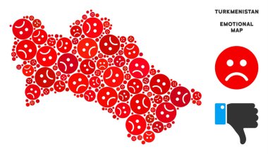 Vektör Dolor Türkmenistan harita kolaj üzgün suratlar