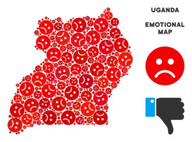 Üzgün Emojis vektör mutsuz Uganda harita kompozisyon