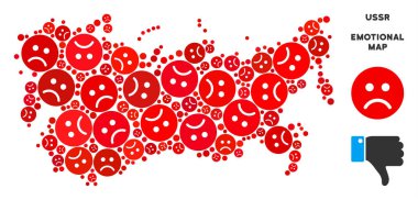 Üzgün Emojis vektör zavallı SSCB harita kompozisyon