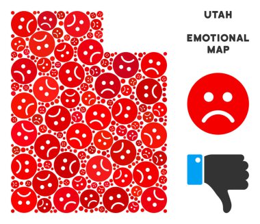 Vektör duygu Utah State harita mozaik üzgün suratlar