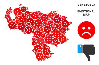 Üzgün Emojis vektör zavallı Venezuela harita kolaj