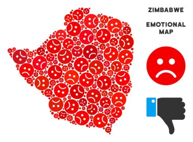 Üzgün Emojis vektör mutsuz Zimbabve harita kompozisyon