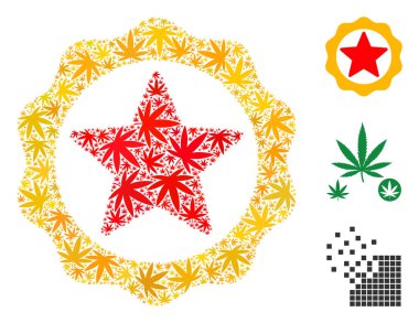 Ödülü yıldız mühür kompozisyon kenevir yaprak