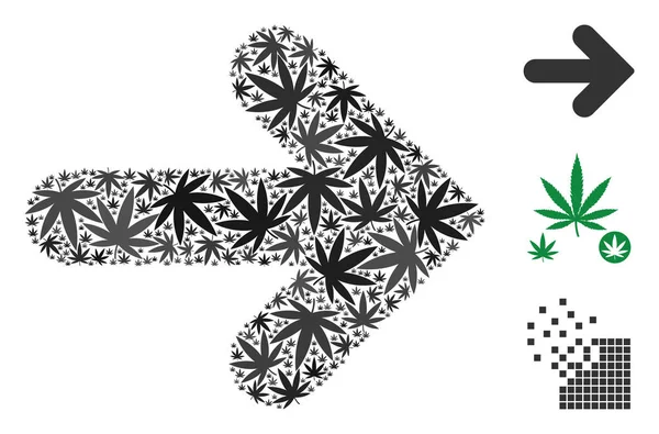 Dirección Flecha Mosaico de Marihuana — Vector de stock