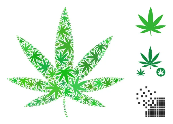 Mosaico de Cannabis de Hojas de Cáñamo — Vector de stock