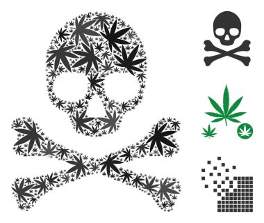 Ölüm kafatası kompozisyonu kenevir yaprak