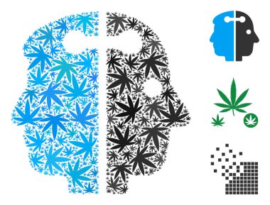 Çift kafa bağlantı kompozisyon kenevir yaprak