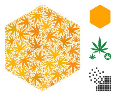 Kenevir yaprak dolu altıgen kompozisyon