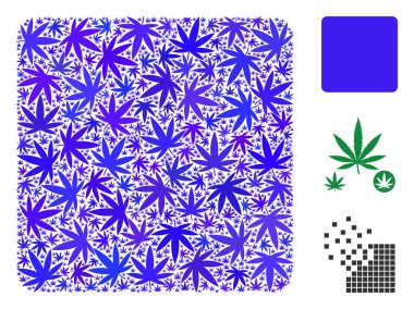 Kenevir yaprak dolu kare kolaj