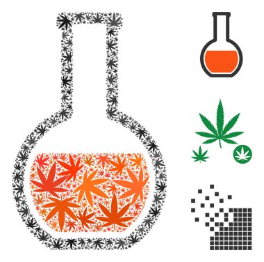 Cam şişeye kompozisyon kenevir yaprak