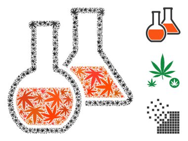 Cam şişeler kompozisyon kenevir yaprak