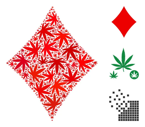 Diamonds Suit Collage of Marijuana — Stock Vector