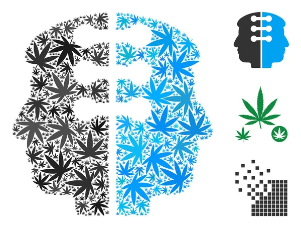 Çift kafa kompozisyon kenevir yaprak arabirimi