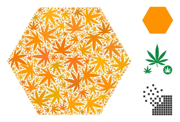 Kenevir yaprak dolu altıgen kompozisyon