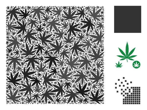 Ot yaprakları dolgulu kare kompozisyon