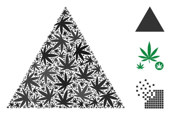 Ot yaprakları dolu üçgen kolaj