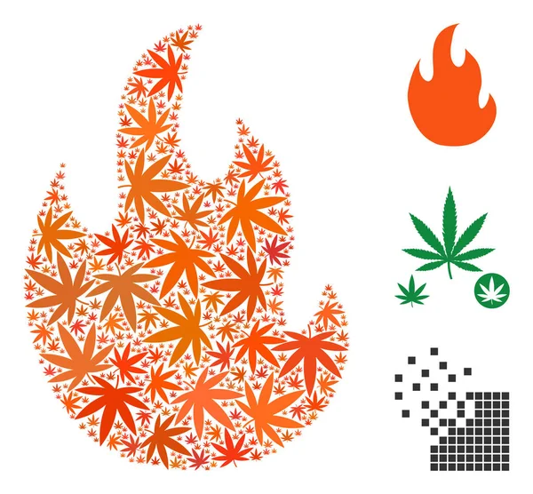 Yangın alev kompozisyon kenevir yaprak