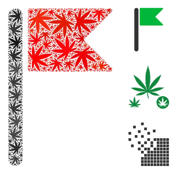 Bandera Mosaico de Marihuana — Vector de stock