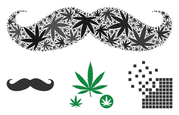 Mozaika knírek gentleman marihuany — Stockový vektor