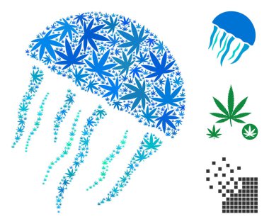 Denizanası kompozisyon kenevir yaprak