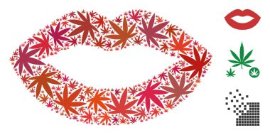 Dudaklarını öpücük Smiley mozaik ot yaprağı